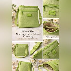 Michael Kors Neon Green Embossed Crossbody Bag 💚 Y2K Style